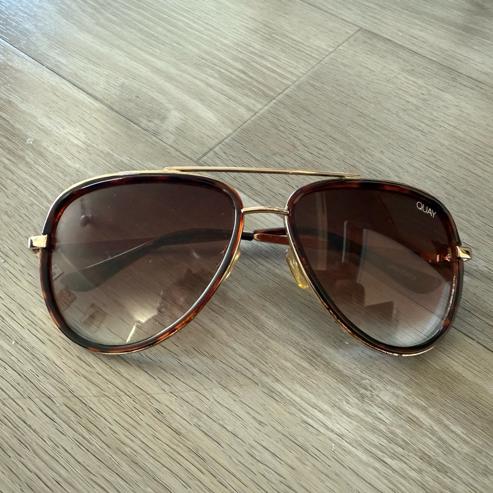 Quay Australia Tortoise and Gold Aviator Sunglasses